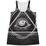 Black And White Eye of Providence Print Women's Racerback Tank Top