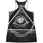 Black And White Eye of Providence Print Women's Racerback Tank Top