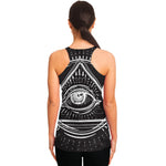 Black And White Eye of Providence Print Women's Racerback Tank Top