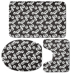 Black And White Eyeball Pattern Print 3 Piece Bath Mat Set