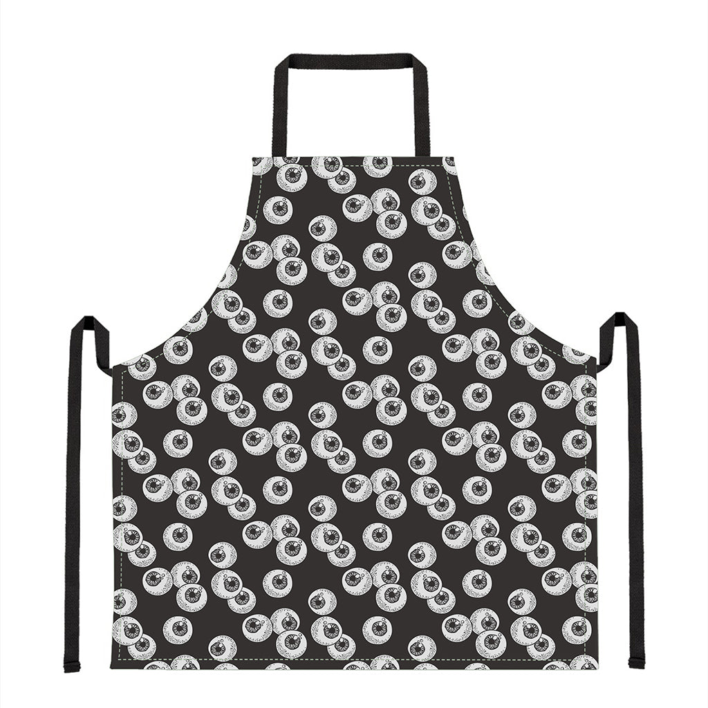 Black And White Eyeball Pattern Print Apron