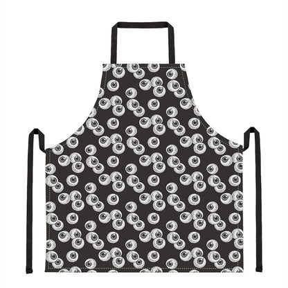 Black And White Eyeball Pattern Print Apron