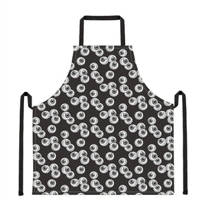 Black And White Eyeball Pattern Print Apron