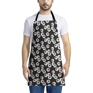 Black And White Eyeball Pattern Print Apron