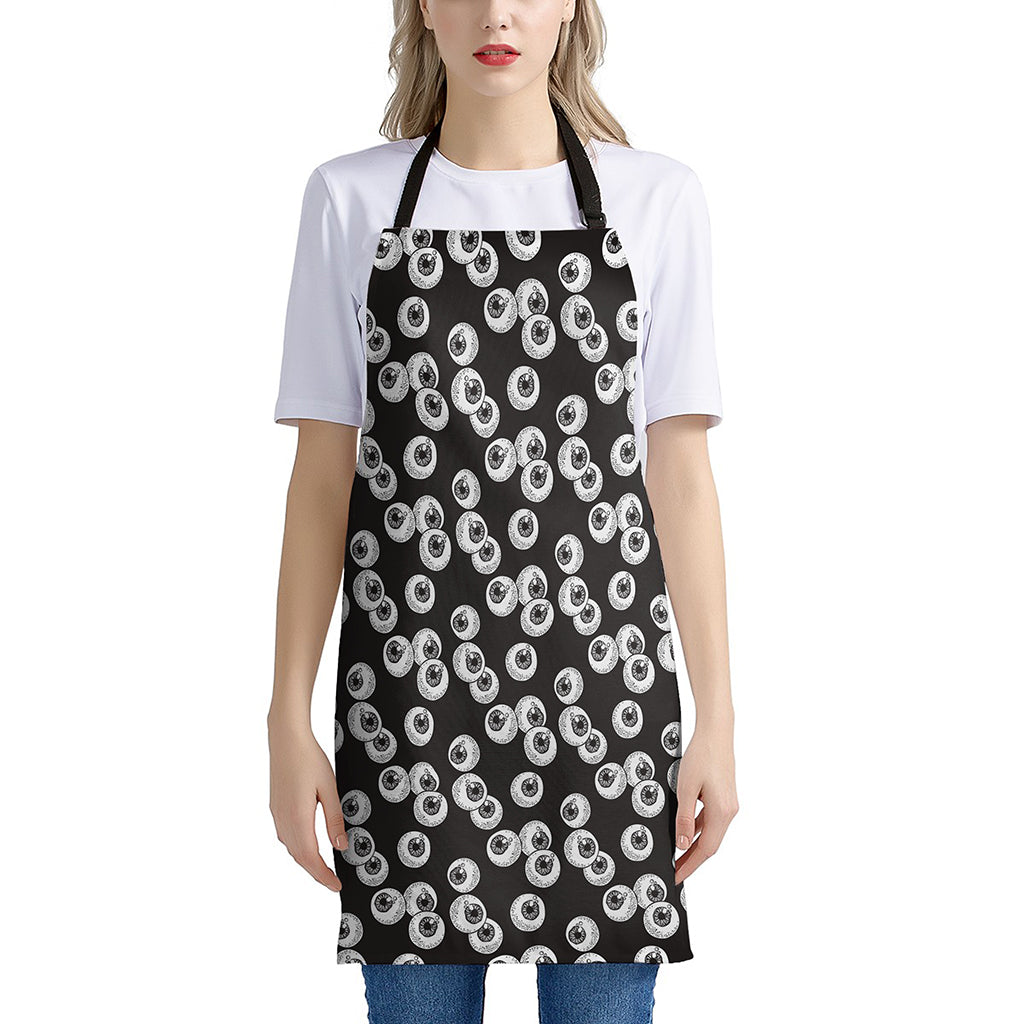 Black And White Eyeball Pattern Print Apron