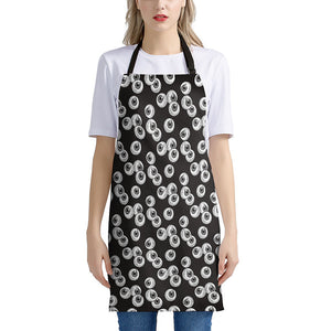 Black And White Eyeball Pattern Print Apron