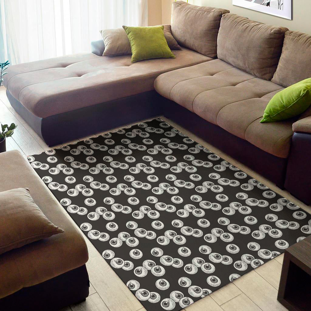 Black And White Eyeball Pattern Print Area Rug