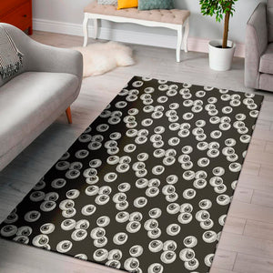 Black And White Eyeball Pattern Print Area Rug