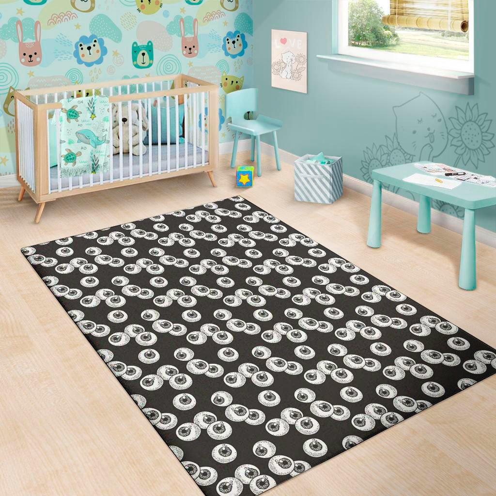 Black And White Eyeball Pattern Print Area Rug