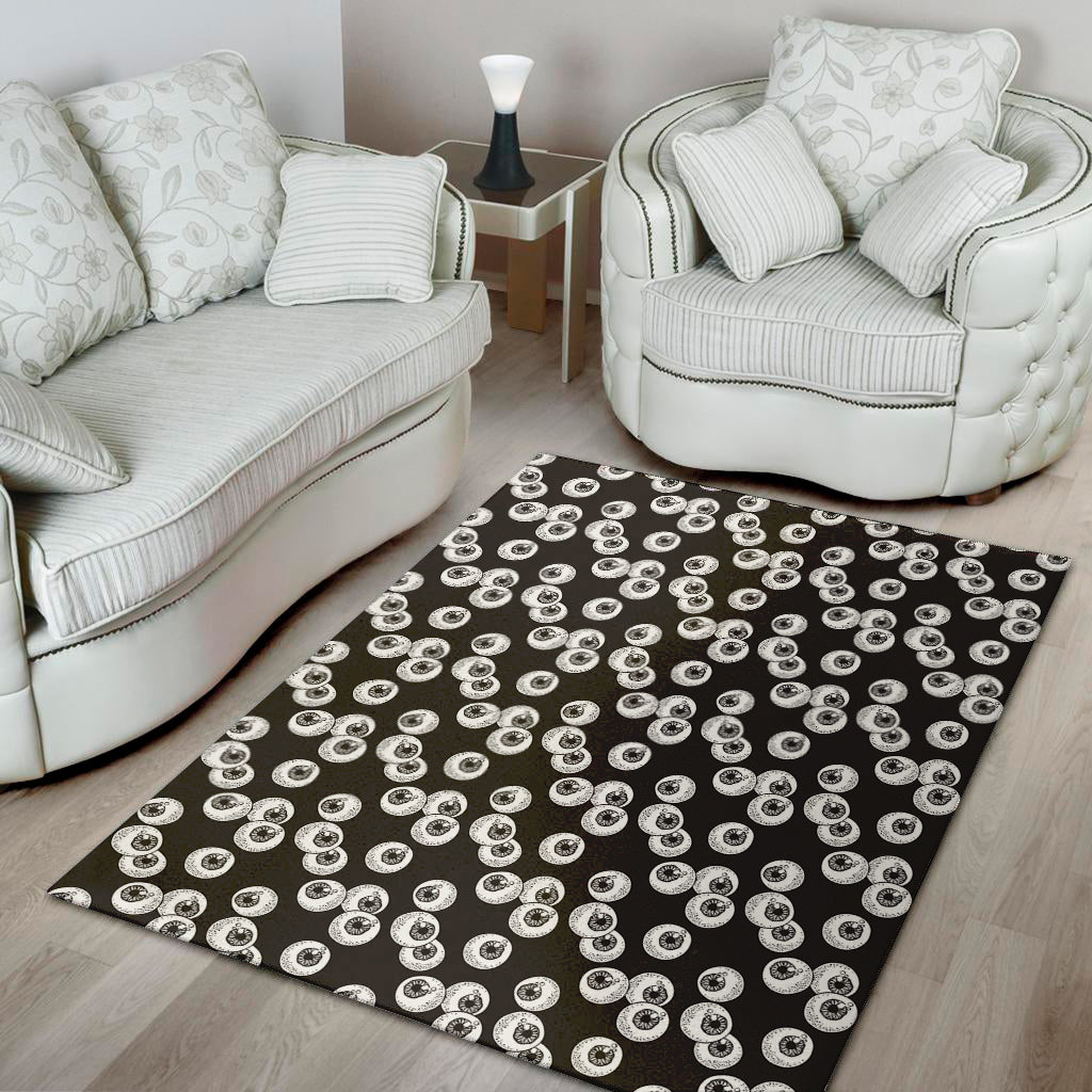 Black And White Eyeball Pattern Print Area Rug