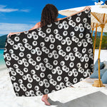 Black And White Eyeball Pattern Print Beach Sarong Wrap