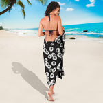 Black And White Eyeball Pattern Print Beach Sarong Wrap
