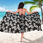 Black And White Eyeball Pattern Print Beach Sarong Wrap
