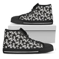 Black And White Eyeball Pattern Print Black High Top Sneakers