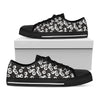 Black And White Eyeball Pattern Print Black Low Top Shoes