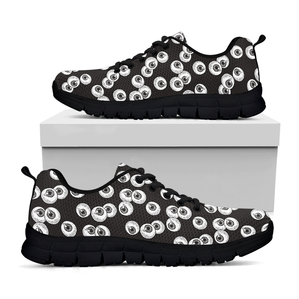 Black And White Eyeball Pattern Print Black Sneakers