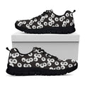 Black And White Eyeball Pattern Print Black Running Shoes