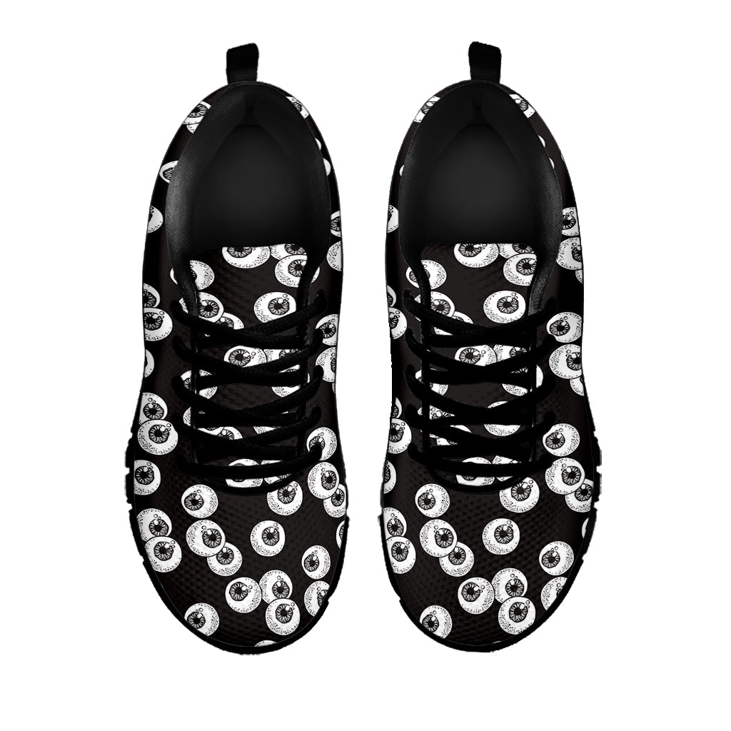 Black And White Eyeball Pattern Print Black Sneakers