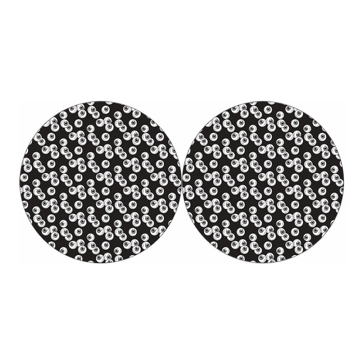 Black And White Eyeball Pattern Print Car Coasters