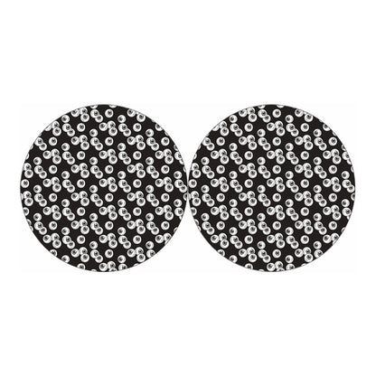 Black And White Eyeball Pattern Print Car Coasters
