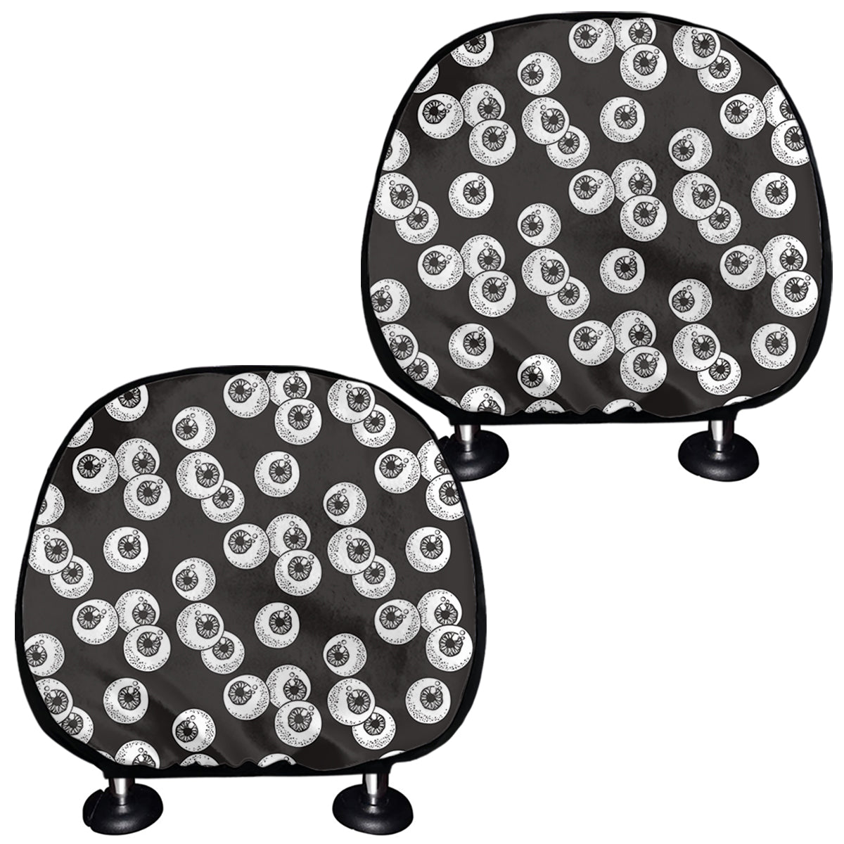 Black And White Eyeball Pattern Print Car Headrest Covers