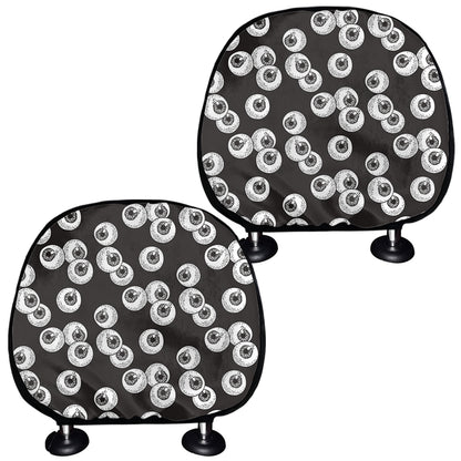 Black And White Eyeball Pattern Print Car Headrest Covers
