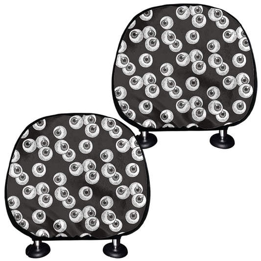Black And White Eyeball Pattern Print Car Headrest Covers