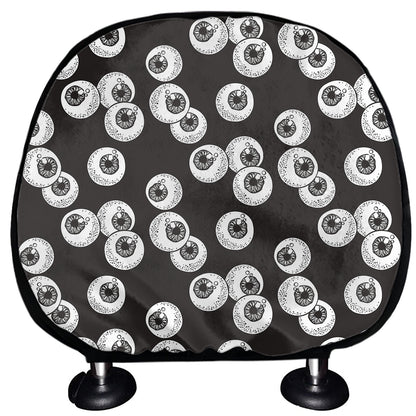 Black And White Eyeball Pattern Print Car Headrest Covers