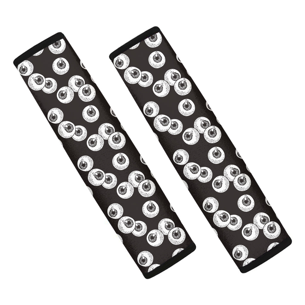 Black And White Eyeball Pattern Print Car Seat Belt Covers