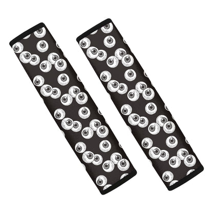 Black And White Eyeball Pattern Print Car Seat Belt Covers