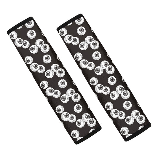 Black And White Eyeball Pattern Print Car Seat Belt Covers
