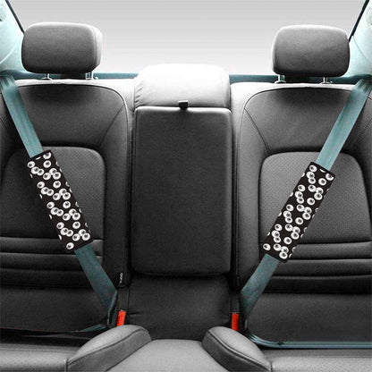 Black And White Eyeball Pattern Print Car Seat Belt Covers