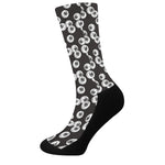 Black And White Eyeball Pattern Print Crew Socks