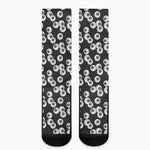 Black And White Eyeball Pattern Print Crew Socks