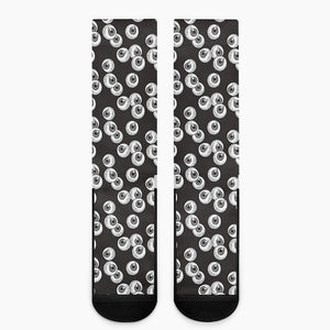 Black And White Eyeball Pattern Print Crew Socks