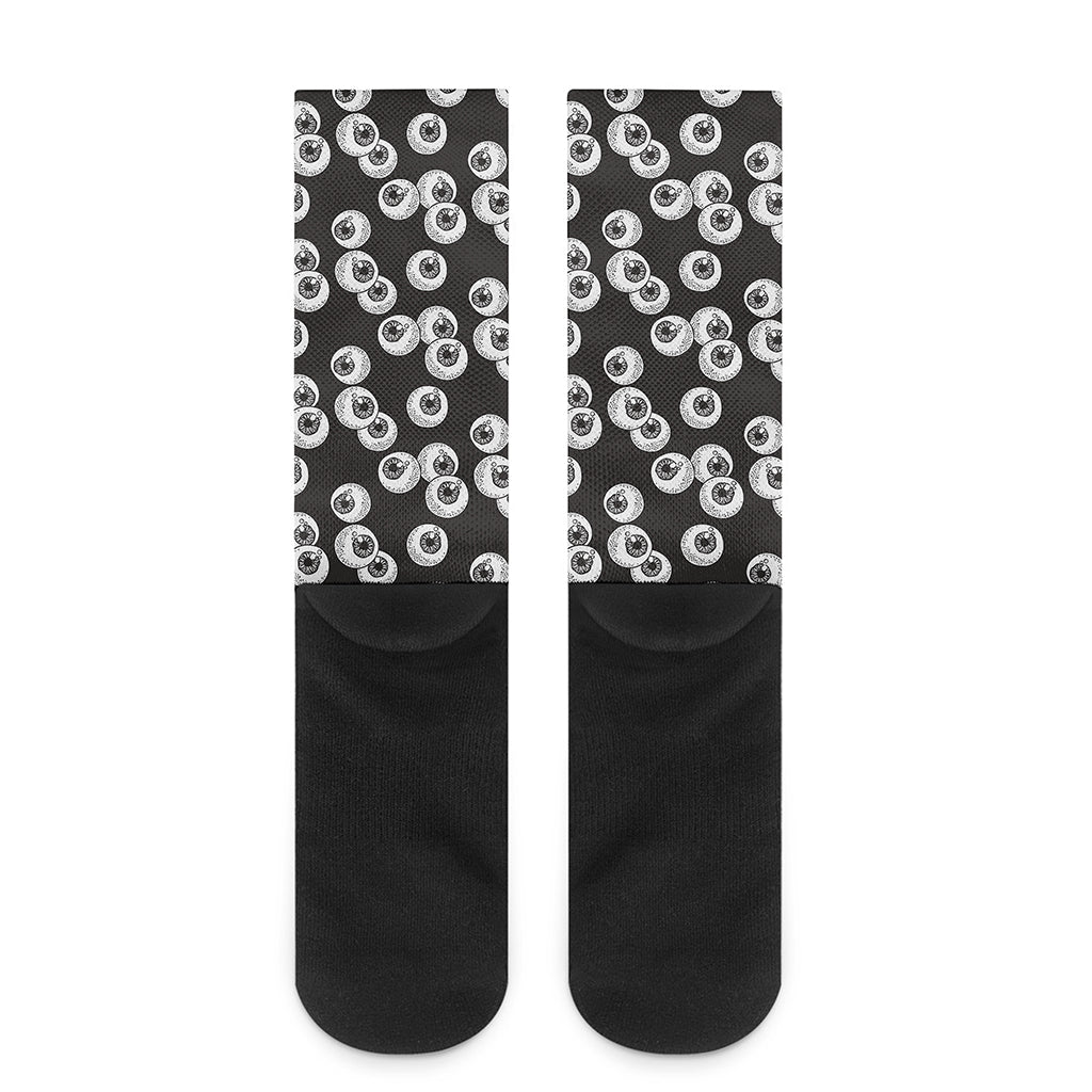 Black And White Eyeball Pattern Print Crew Socks