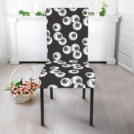 Black And White Eyeball Pattern Print Dining Chair Slipcover