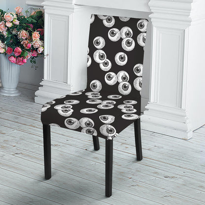 Black And White Eyeball Pattern Print Dining Chair Slipcover