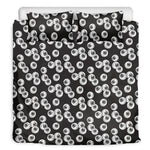 Black And White Eyeball Pattern Print Duvet Cover Bedding Set
