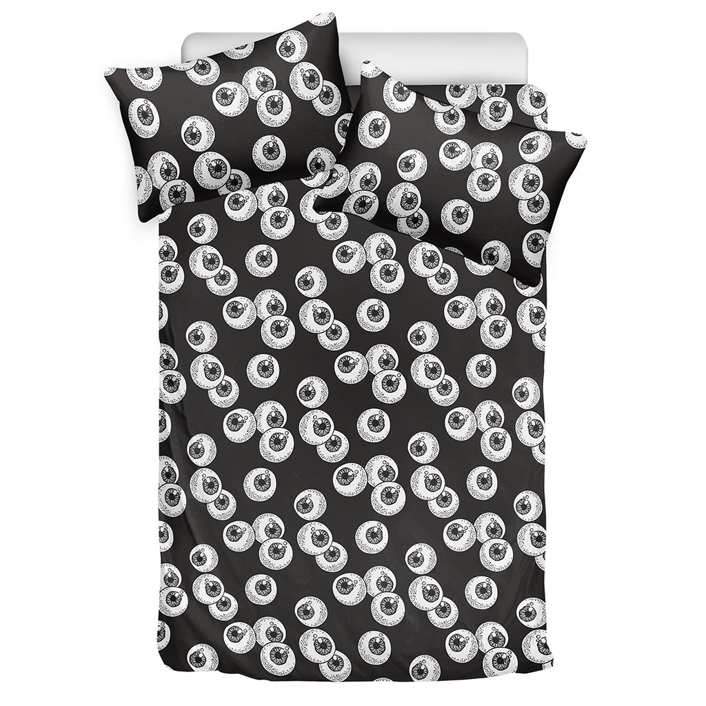 Black And White Eyeball Pattern Print Duvet Cover Bedding Set