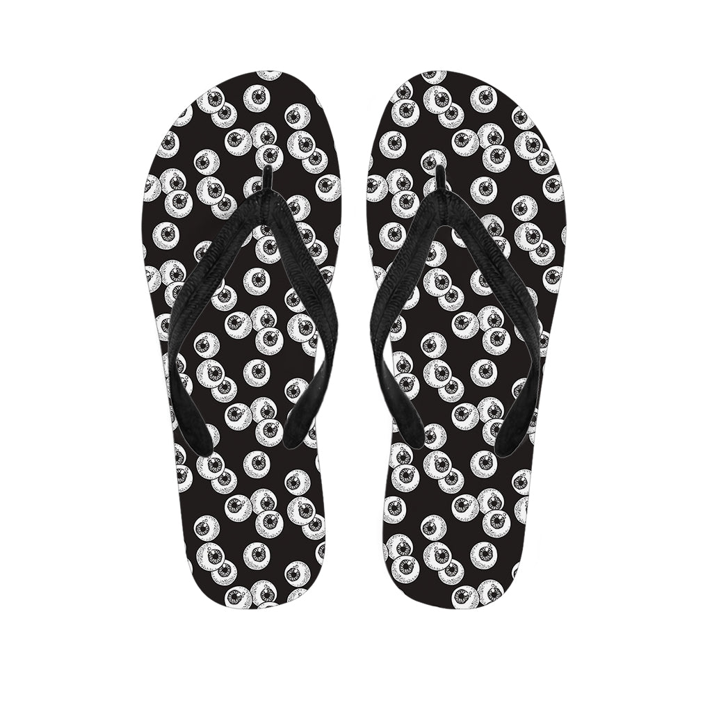 Black And White Eyeball Pattern Print Flip Flops