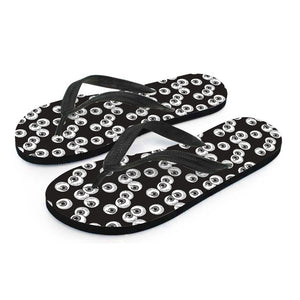 Black And White Eyeball Pattern Print Flip Flops