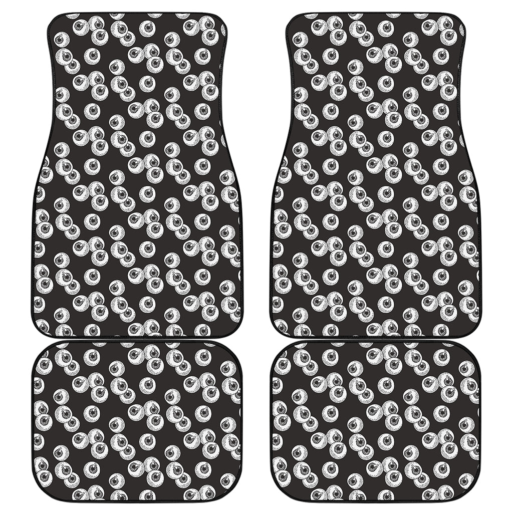 Black And White Eyeball Pattern Print Front and Back Car Floor Mats