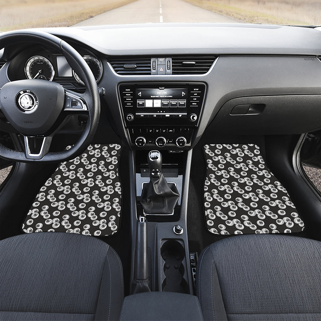 Black And White Eyeball Pattern Print Front and Back Car Floor Mats