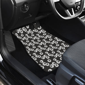 Black And White Eyeball Pattern Print Front and Back Car Floor Mats