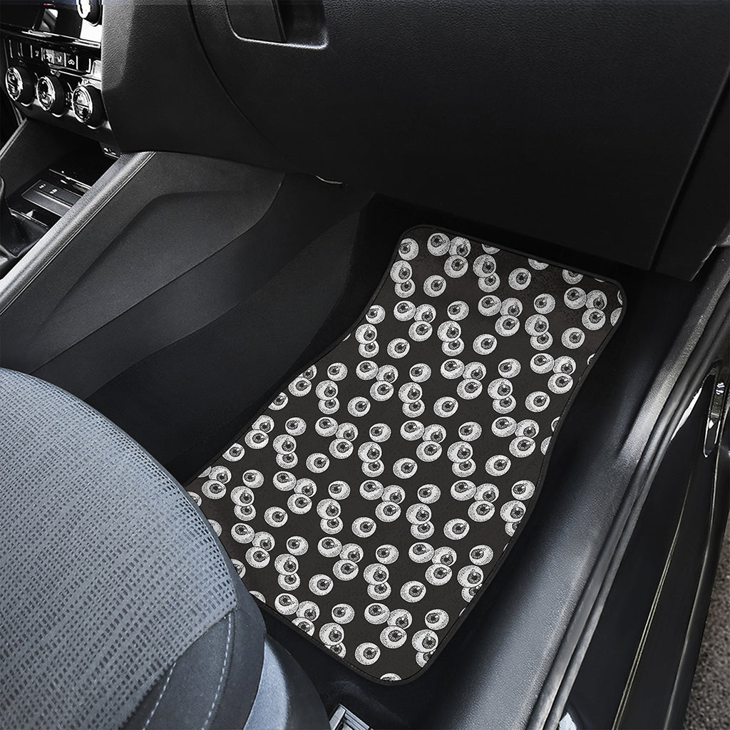 Black And White Eyeball Pattern Print Front and Back Car Floor Mats