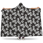 Black And White Eyeball Pattern Print Hooded Blanket