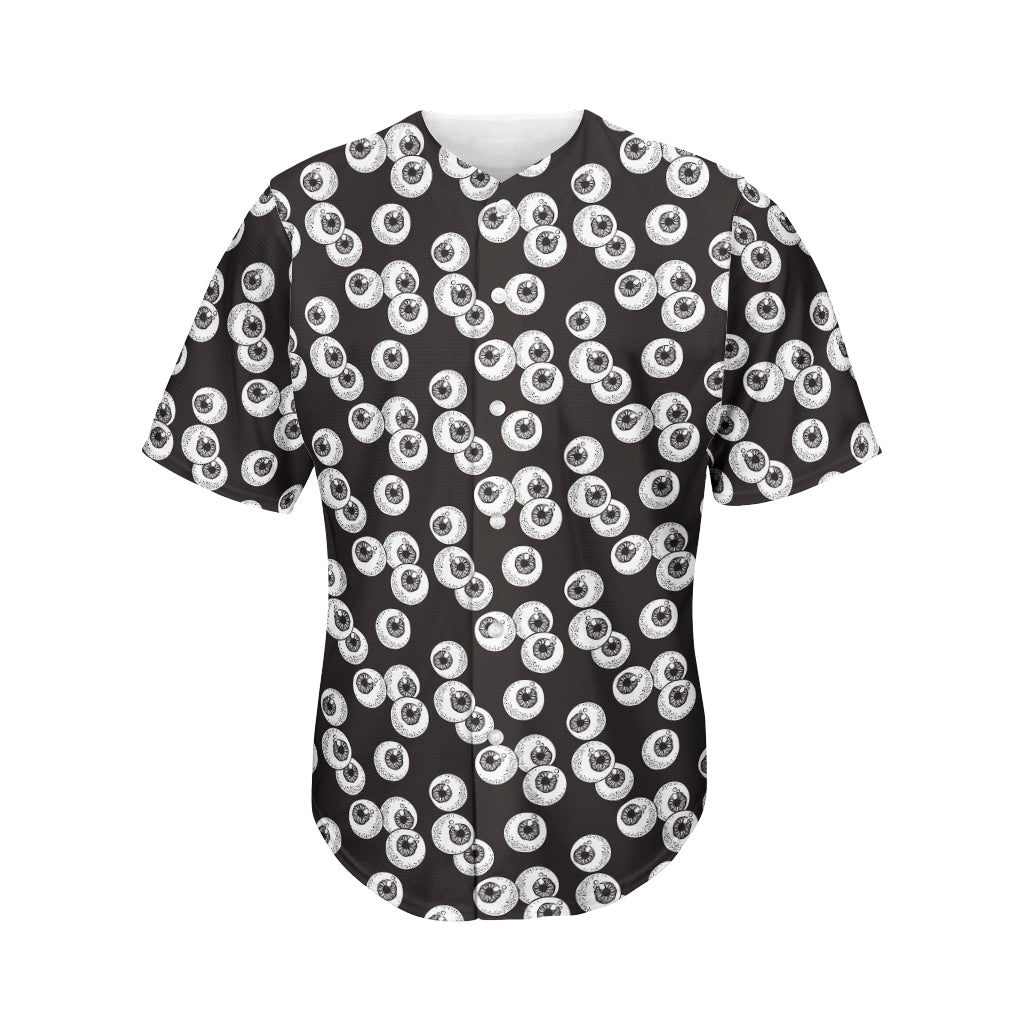 Black And White Eyeball Pattern Print Men's Baseball Jersey