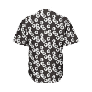 Black And White Eyeball Pattern Print Men's Baseball Jersey