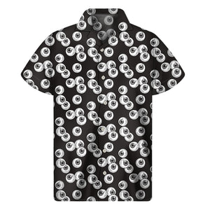 Black And White Eyeball Pattern Print Men's Short Sleeve Shirt